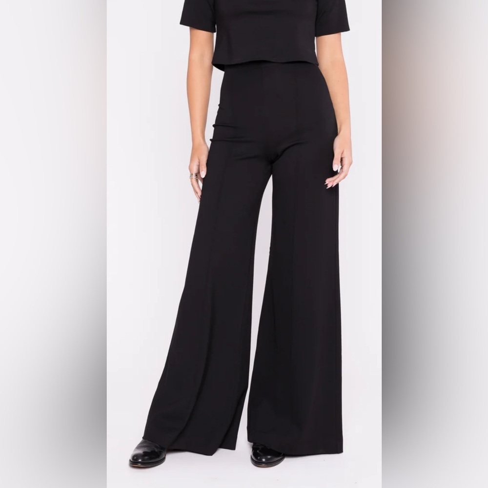 Ripley Rader Black Ponte Knit Wide Leg Trousers
